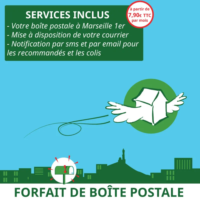 1 mois de boîte postale Marseille 1er - Ouvrir une Boîte postale en France