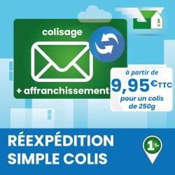 Service annexe à votre boîte postale : Réexpédition postale de vos colis jusqu'à 250g.